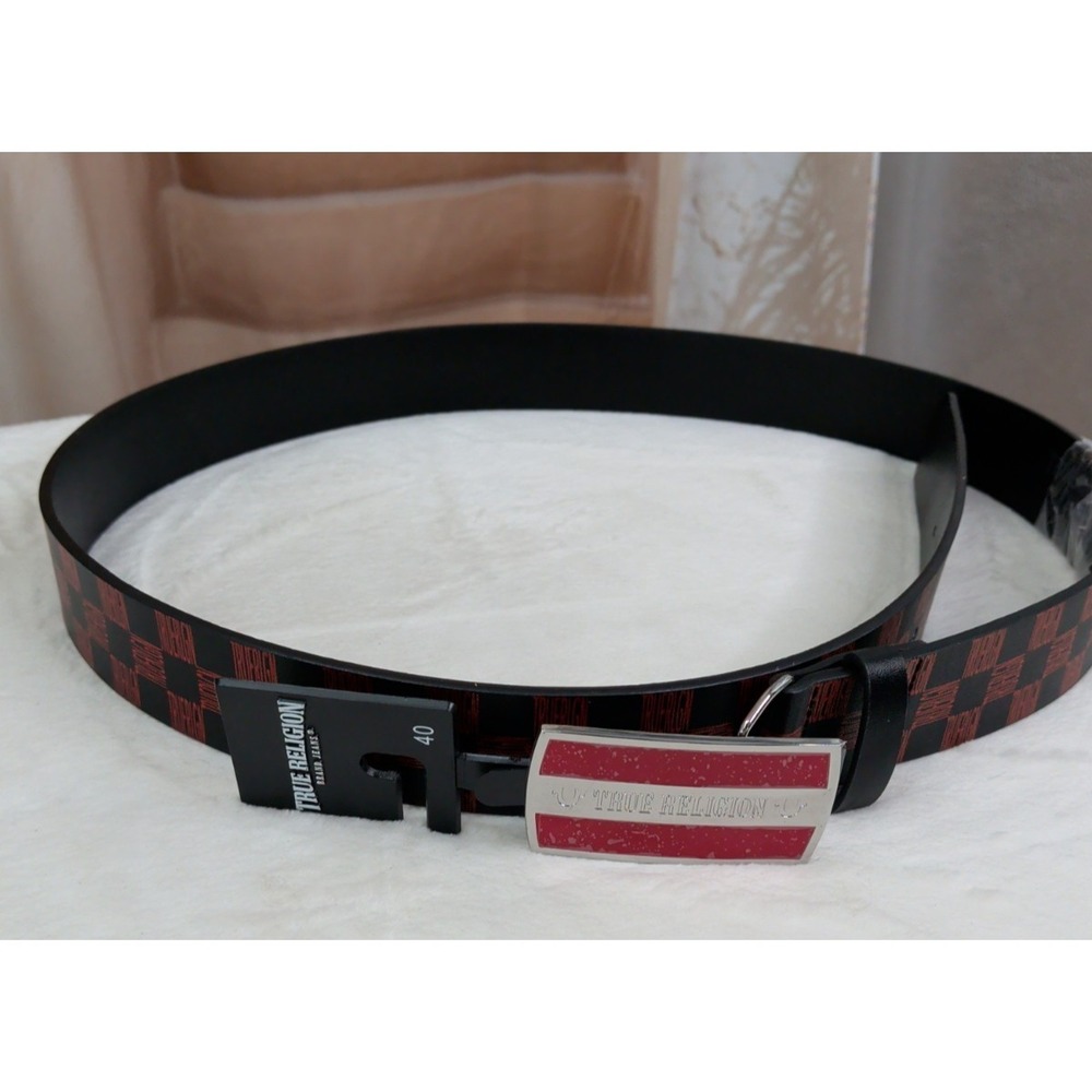 True Religion Black and‎ Red Checkered Belt
